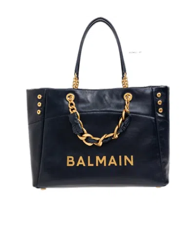 Balmain Logo Tote Bag In Black
