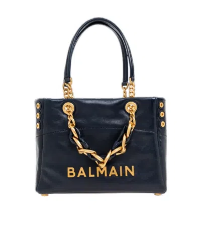 Balmain Logo Tote Bag In Black