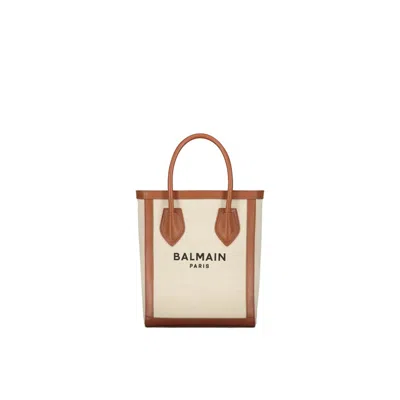 Balmain Logo Tote Bag In Brown