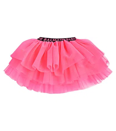Balmain Kids' Logo Tulle Skirt In Purple