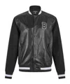 Balmain Varsity Lambskin Leather And Wool Jacket In Black