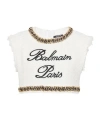 Balmain Signature-embroidered Tweed Crop Top In White