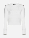 Balmain 6-button Ribbed-knit Jumper In White
