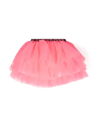 Balmain Kids' Fuchsia Skirt For Girl With Logo