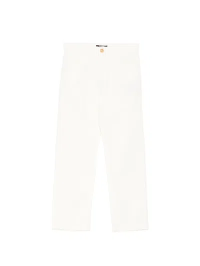 Balmain Logo-button Straight-leg Jeans In Neutral