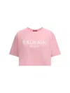 Balmain Women Logo Organic Cotton Cropped T-shirt