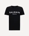 Balmain Black Crewneck T-shirt With Logo Print And Golden Buttons In Jersey Woman