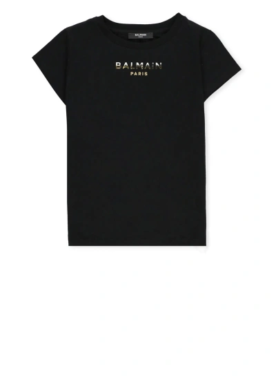 Balmain Kids' Logoed T-shirt In Black