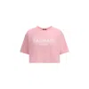 Balmain Women Logo Organic Cotton Cropped T-shirt