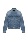 Balmain Logo-embossed Denim Jacket In Black