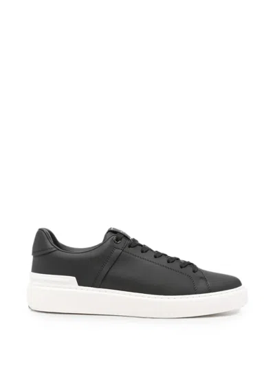 Balmain Logo-embossed Lace-up Sneakers In Black