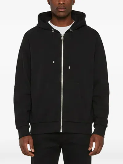 Pre-owned Balmain Logo-embossed Zip-up Hoodie In Black