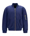 Balmain Logo-embroidered Recycled Polyamide Bomber Jacket In Blue