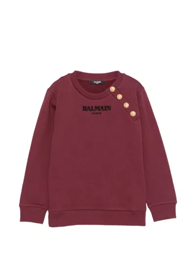 Balmain Kids' Logo-embroidered Button-embellished Sweatshirt In Multi