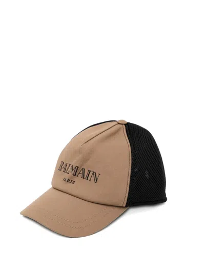 Balmain Kids' Logo-embroidered Cap In Brown