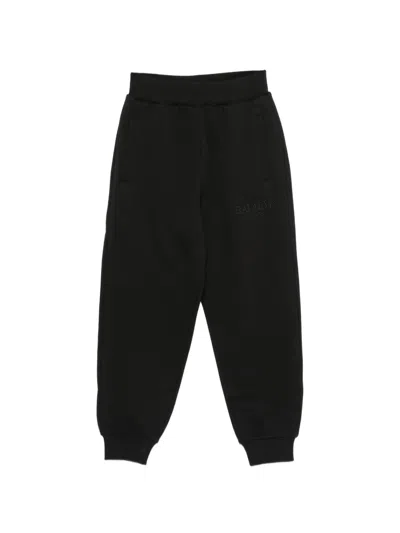 Balmain Kids' Logo-embroidered Cotton Track Pants In Black
