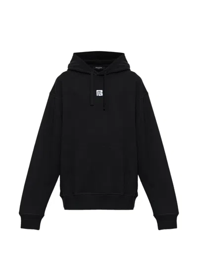 Balmain Logo-embroidered Drawstring Hoodie In Black