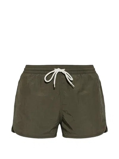 Balmain Logo-embroidered Drawstring Swim Shorts In Green