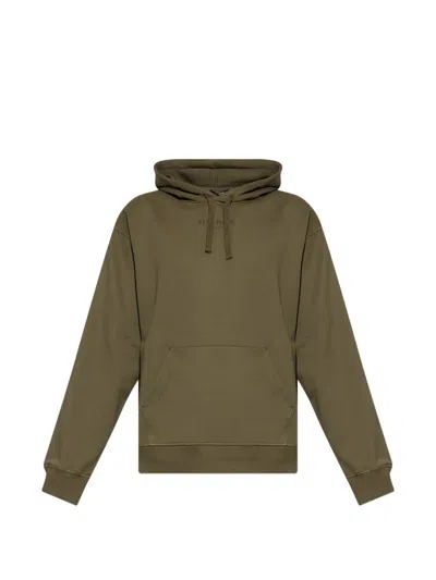 Balmain Logo-embroidered Hoodie In Green