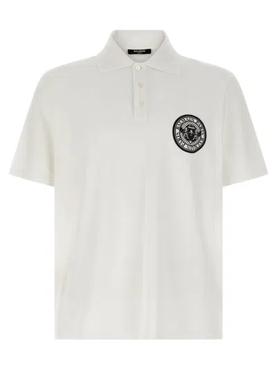 Balmain Logo-embroidered Piqué Polo In White