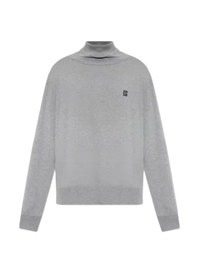 Balmain Logo-embroidered Roll-neck Sweater In Multi