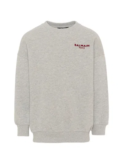 Balmain Logo-embroidered Sweatshirt In Gray