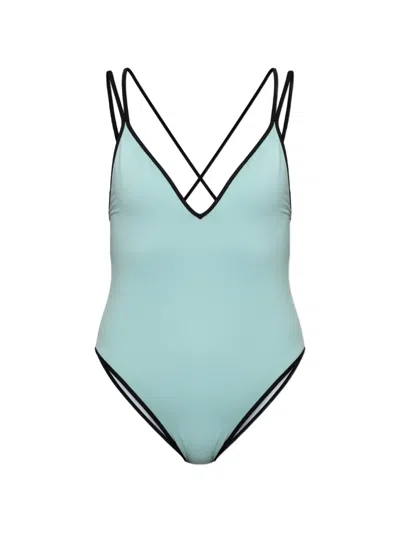 Balmain Sleeveless One-piece Swimsuit In Blue