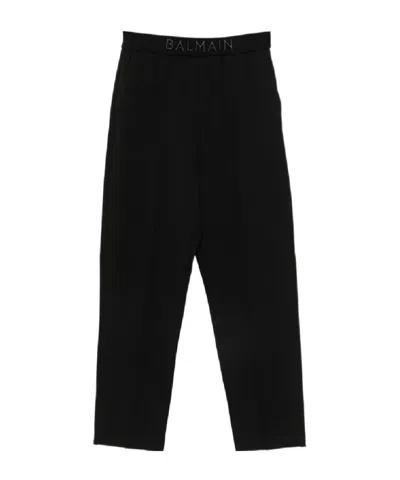 Balmain Logo-embroidered Trousers In Black