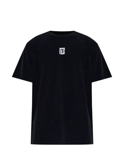 Balmain Logo-embroidered T-shirt In Black