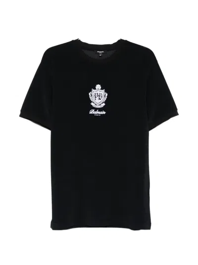 Balmain Logo-embroidered T-shirt In Black