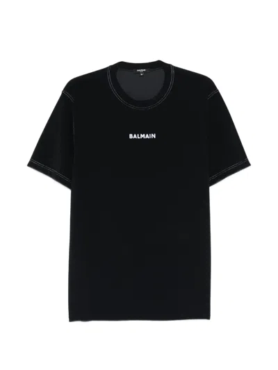 Balmain Logo-embroidered T-shirt In Black