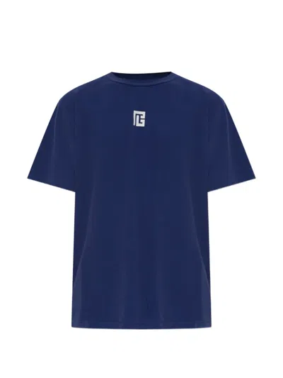 Balmain Logo-embroidered T-shirt In Blue