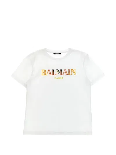 Balmain T-shirt Mit Logo-stickerei In White