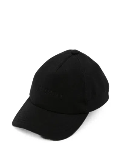 Balmain Logo-embroidered Wool Cap In Black