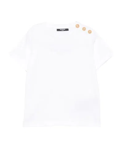 Balmain Kids' Button-detail T-shirt In White