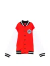 Balmain Logo-patched Two-tone Jacket In Red