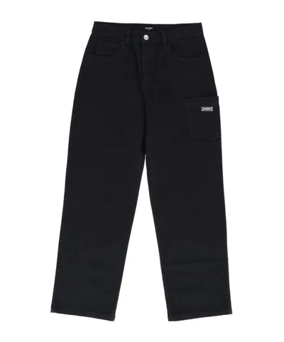 Balmain Logo-plaque Cargo Jeans In Black