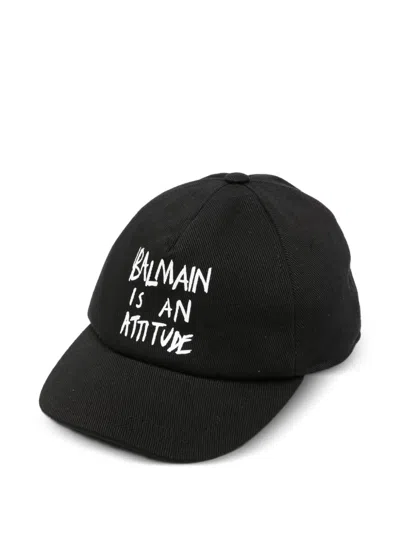 Balmain Kids' Logo-print Baseball Cap In Black
