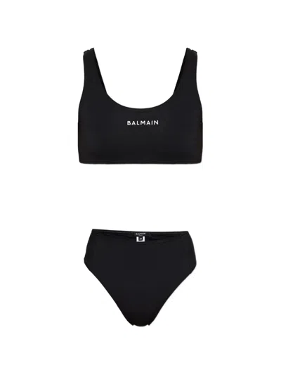 Balmain Logo-print Bikini In Black