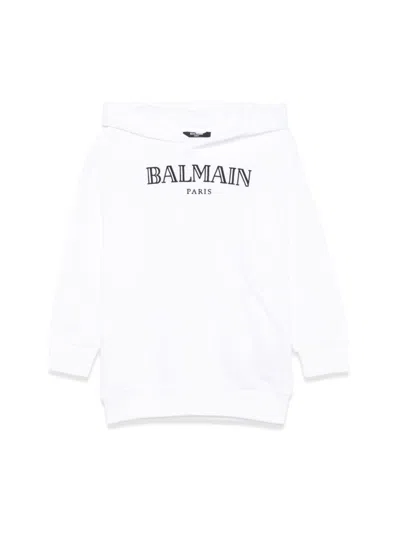 Balmain Logo-print Cotton Sweatshirt In White