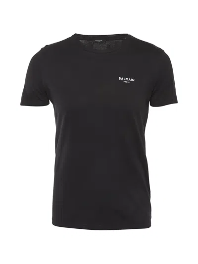 Pre-owned Balmain Logo-print Cotton T-shirt In Black