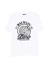Balmain Short Sleeve Crew Neck Graphic Shirt In White