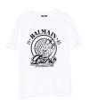 Balmain Short Sleeve Crew Neck Graphic Shirt In White