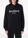 Balmain Logo Printed Drawstring Sweatshirt In Black