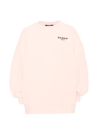 Balmain Kids' Logo-print Long-sleeve Dress In Pink