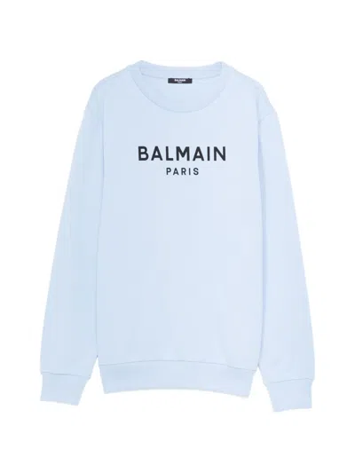 Balmain Kids' Logo-print Sweater In Blue