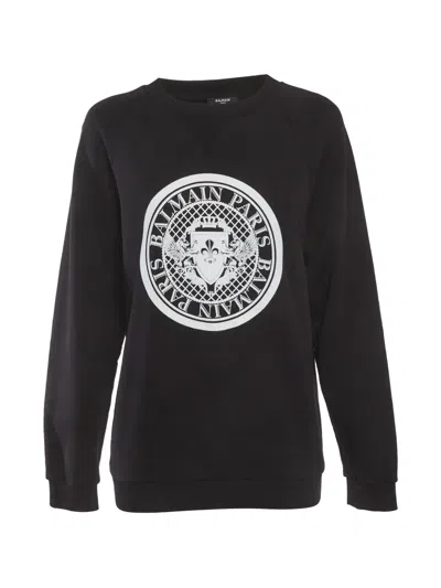 Pre-owned Balmain Logo-print Sweatshirt In Black