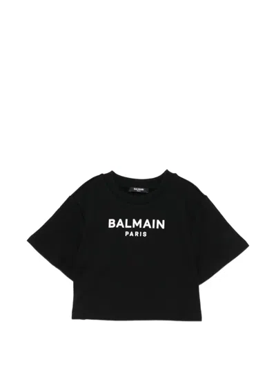 Balmain Kids' Logo-print T-shirt In Black