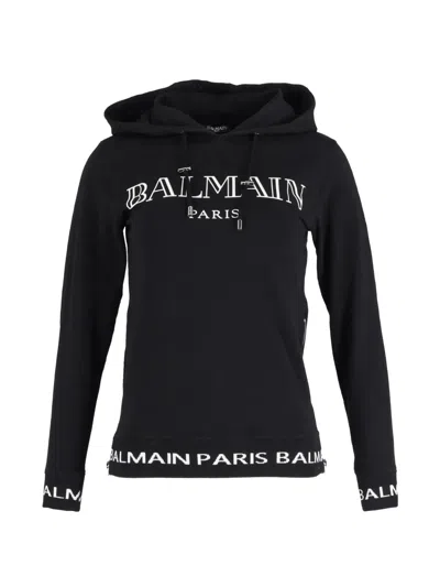 Pre-owned Balmain Logo-print Zip-detail Hoodie In Black