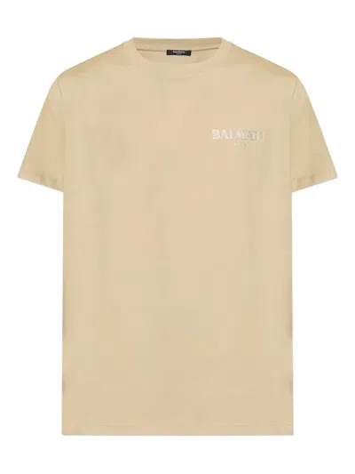 Balmain Logo-printed Tee In Nude
